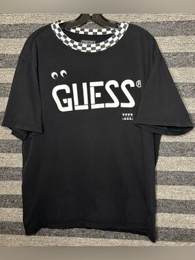 Guess x J Balvin Vibras Black Checkered Logo T-Shirt Men’s XL EUC